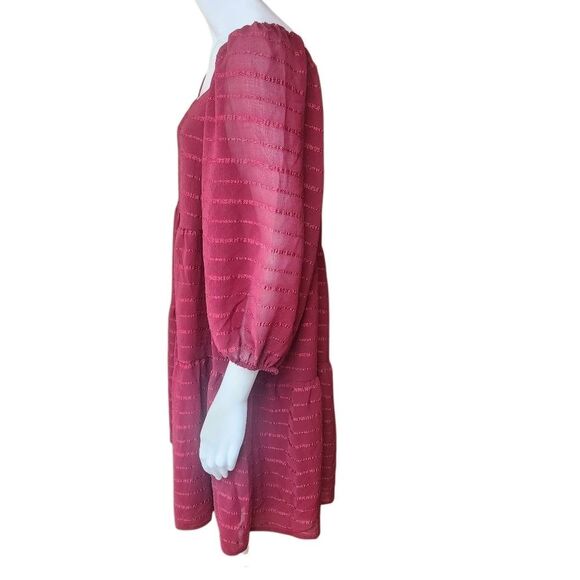 Versona Red 3/4 Sleeve Sheer Dress (L) - Picture 3 of 5